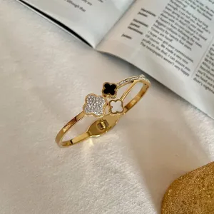 Gold Plated White Cubic Zirconia Bangle Bracelet